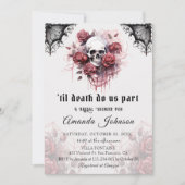 ゴシックダークバラスカルハロウィーンブライダルシャワー 招待状 (正面)