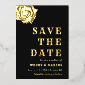 ゴシックダークバラ結婚フラワーの審美的な実在フォイル 箔招待状 (正面)