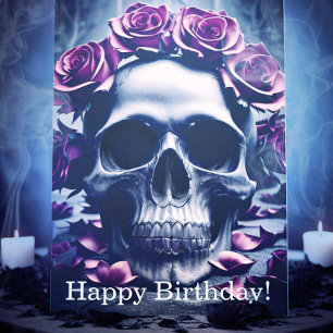 ゴシックダークバラ&スカル誕生日カード カード