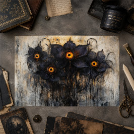 ゴシックダークパープルファンタジーアイフラワーデコパージュ 薄葉紙