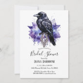 ゴシックダークパープルレイヴン&ダイヤモンドブライダルシャワー 招待状 (正面)