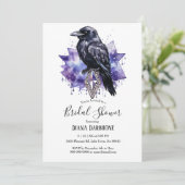 ゴシックダークパープルレイヴン&ダイヤモンドブライダルシャワー 招待状 (スタンド正面)