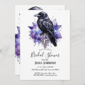 ゴシックダークパープルレイヴン&ダイヤモンドブライダルシャワー 招待状 (正面/裏面)