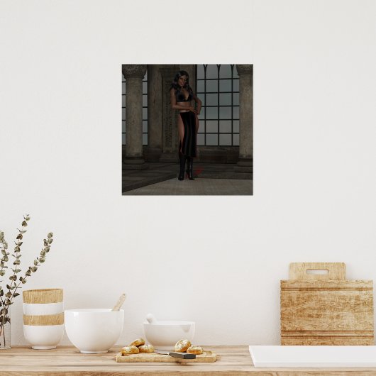 ゴシックダークファンタジーアフリカヴァンパイア女性 ポスター (キッチン)