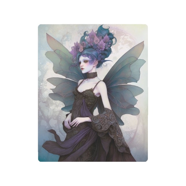 ゴシックダークフェアリーガールファンタジーアート メタルプリント (正面)