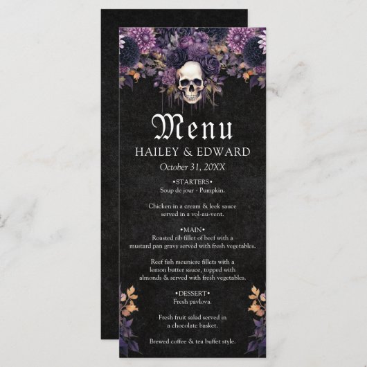 ゴシックダークフローラスカルハロウィン結婚ズメニュー メニュー (正面/裏面)