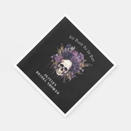 ゴシックダーク花模様スカルブライダルシャワーナプキンス スタンダードランチョンナプキン (角)