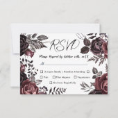 ゴシックダーク花模様ヴィンテージウェディングRSVP 出欠カード (正面)