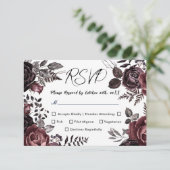 ゴシックダーク花模様ヴィンテージウェディングRSVP 出欠カード (スタンド正面)