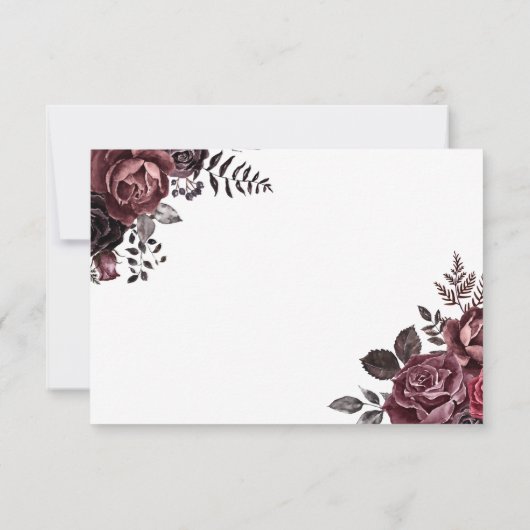 ゴシックダーク花模様ヴィンテージウェディングRSVP 出欠カード (裏面)