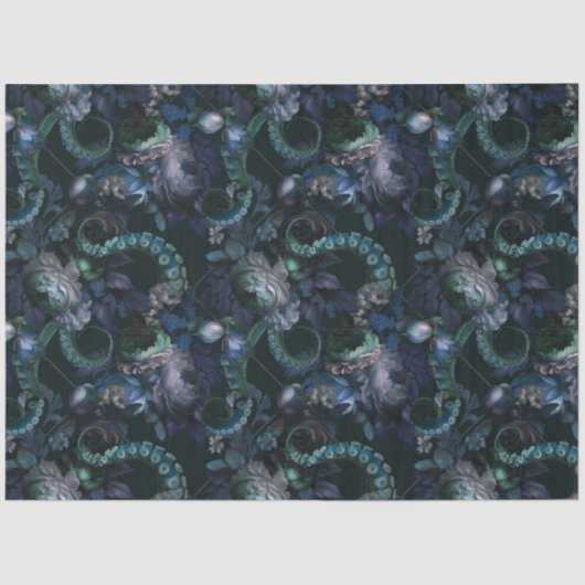 ゴシックチュルフターコイズ触手(花あり) 薄葉紙 (正面)