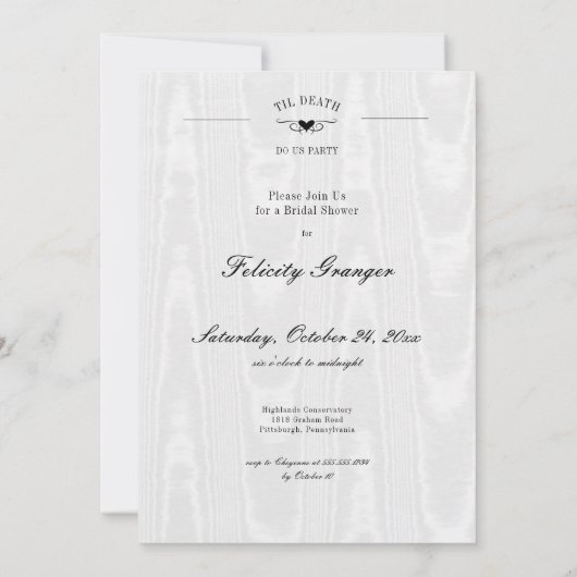 ゴシックティルデスドウスパーティー骨格ブライダルシャワー 招待状 (裏面)