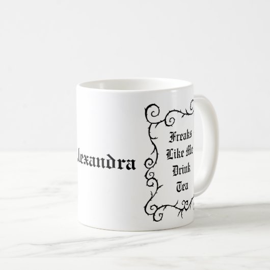 ゴシックティードリンカー名前をカスタムするパーソナライズされたギフト コーヒーマグカップ (正面右)