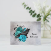 ゴシックティール(緑がかった色)フローラクロウハロウィーン シーズンポストカード (スタンド正面)