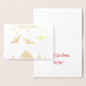 ゴシックテーマのクリスマスカードと帽子のかわいいこうもり。 箔カード (ディスプレー)