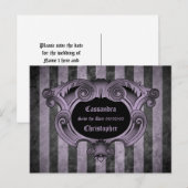 ゴシックテーマブラックとパープルは日付結婚の 案内ポストカード (正面/裏面)