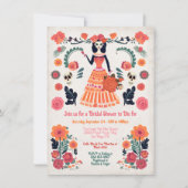 ゴシックデイの死んだブライダルシャワースケルトンガール 招待状 (正面)