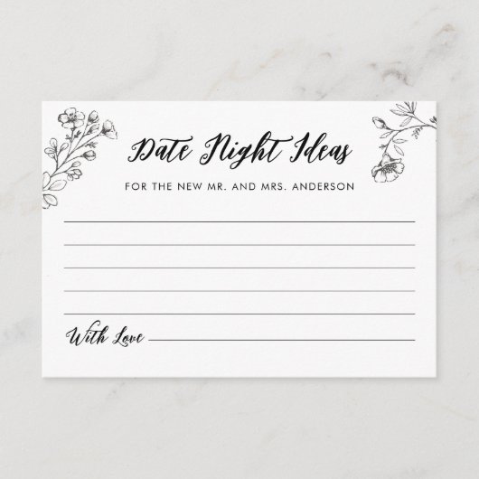 ゴシックデイトナイトアイディアブライダルシャワーカード エンクロージャーカード (正面)