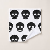 ゴシックデコールブラックとホワイトスカルパターン バスタオルセット (ウォッシュタオル)