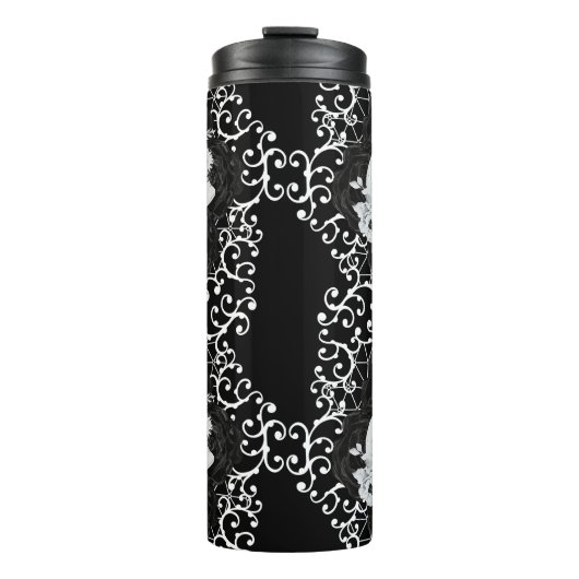 ゴシックデザインとスカルと黒バラ タンブラー (正面)