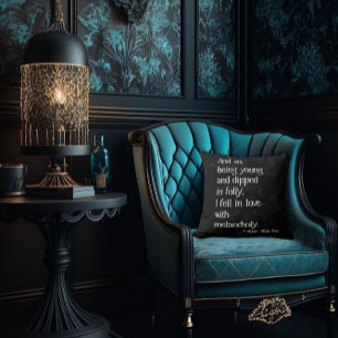 ゴシックデッドバラとポー引用文装飾用クッション クッション