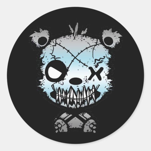 ゴシックデミボーイプライド旗色クマ ラウンドシール (正面)