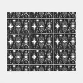 ゴシックトリムアンティーク華美のヘッダーのトリム白黒 フリースブランケット (正面(横))