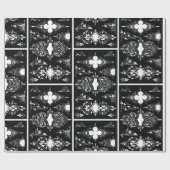 ゴシックトリムアンティーク華美のヘッダーのトリム白黒 ラッピングペーパー (フラット)