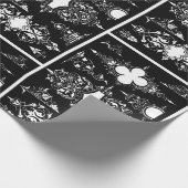 ゴシックトリムアンティーク華美のヘッダーのトリム白黒 ラッピングペーパー (角)