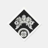 ゴシックトリム花メダリオンアンティーク白黒 スタンダードカクテルナプキン (角)