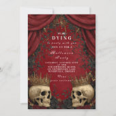 ゴシックドクロと黒薔薇のハロウィンパーティー 招待状 (正面)