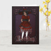 ゴシックドールデザイン4ハッピーバースデーカード カード (黄色い花)