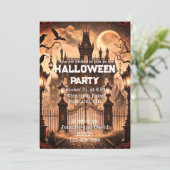 ゴシックハビクトリアンウス幽霊のよく出るヴィンテージハロウィーン 招待状 (スタンド正面)