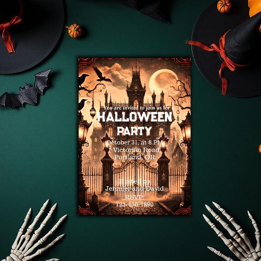 ゴシックハビクトリアンウス幽霊のよく出るヴィンテージハロウィーン 招待状