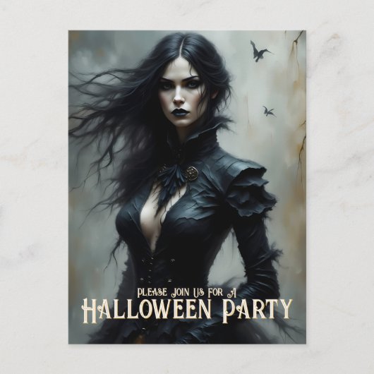 ゴシックハロウィンの神秘的な夜への招待 シーズンポストカード (正面)