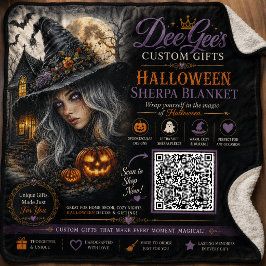 ゴシックハロウィンの魔女イラスト シェルパブランケット
