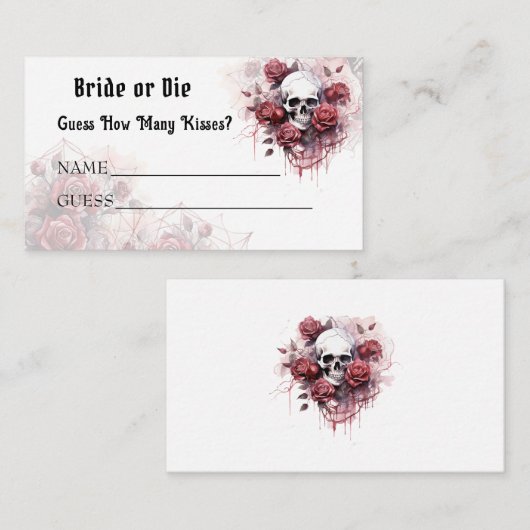 ゴシックハロウィンウェディングシャワー キスの推測ゲーム エンクロージャーカード (正面/裏面)