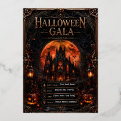 ゴシックハロウィンガラの招待状 編集可能 箔招待状 (正面)