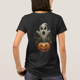 ゴシックハロウィンスカルカボチャドットアート Tシャツ