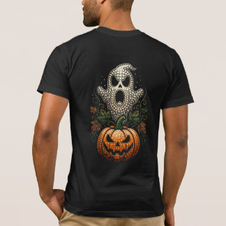 ゴシックハロウィンスカルカボチャドットアート Tシャツ
