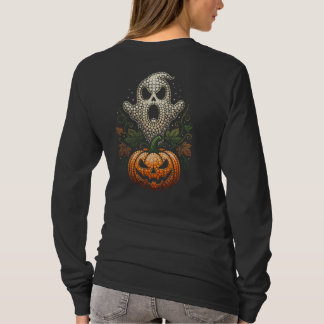 ゴシックハロウィンスカルパンプキンドットアート Tシャツ