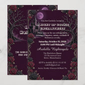 ゴシックハロウィンナイト紫の幽霊屋敷パーティー 招待状 (正面/裏面)