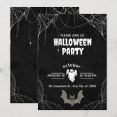 ゴシックハロウィンパーティー招待状（蜘蛛柄） 招待状 (正面/裏面)
