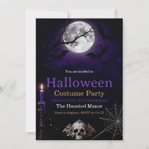 ゴシックハロウィンパーティー招待状 高級感のあるダークなデザイン サンキューカード