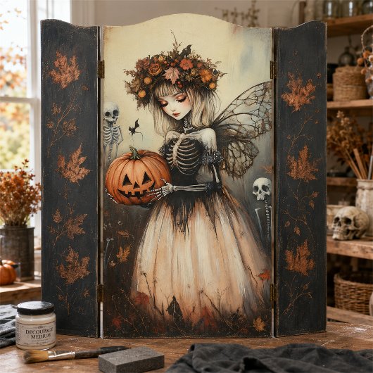 ゴシックハロウィンフェアリー骸骨とカボチャ 薄葉紙