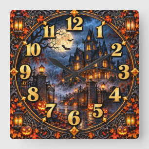 ゴシックハロウィンマナーハロウィンの夜 スクエア壁時計