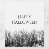 ゴシックハロウィン幽霊のよく出るウッズ白黒 ワインラベル (シングルラベル)