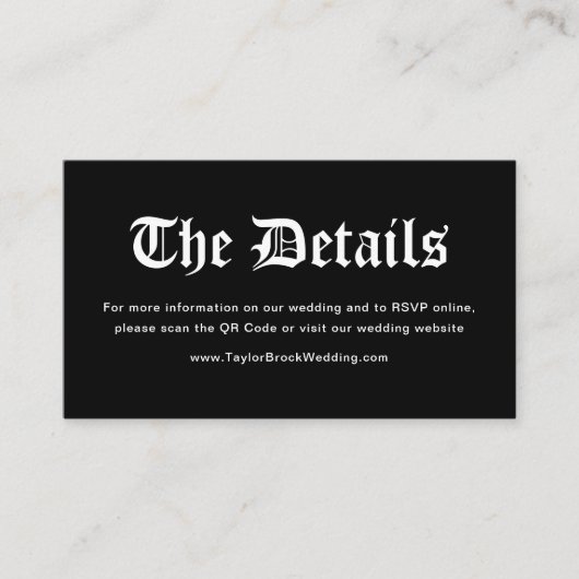 ゴシックハロウィン結婚のウェブサイトQrコード エンクロージャーカード (正面)