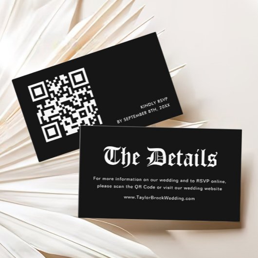 ゴシックハロウィン結婚のウェブサイトQrコード エンクロージャーカード