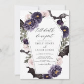 ゴシックハロウィン結婚のダークパープル 招待状 (正面)